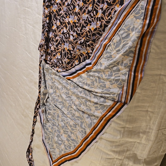 Halston Heritage Black and Orange Floral Wrap Skirt - Picture 15 of 16